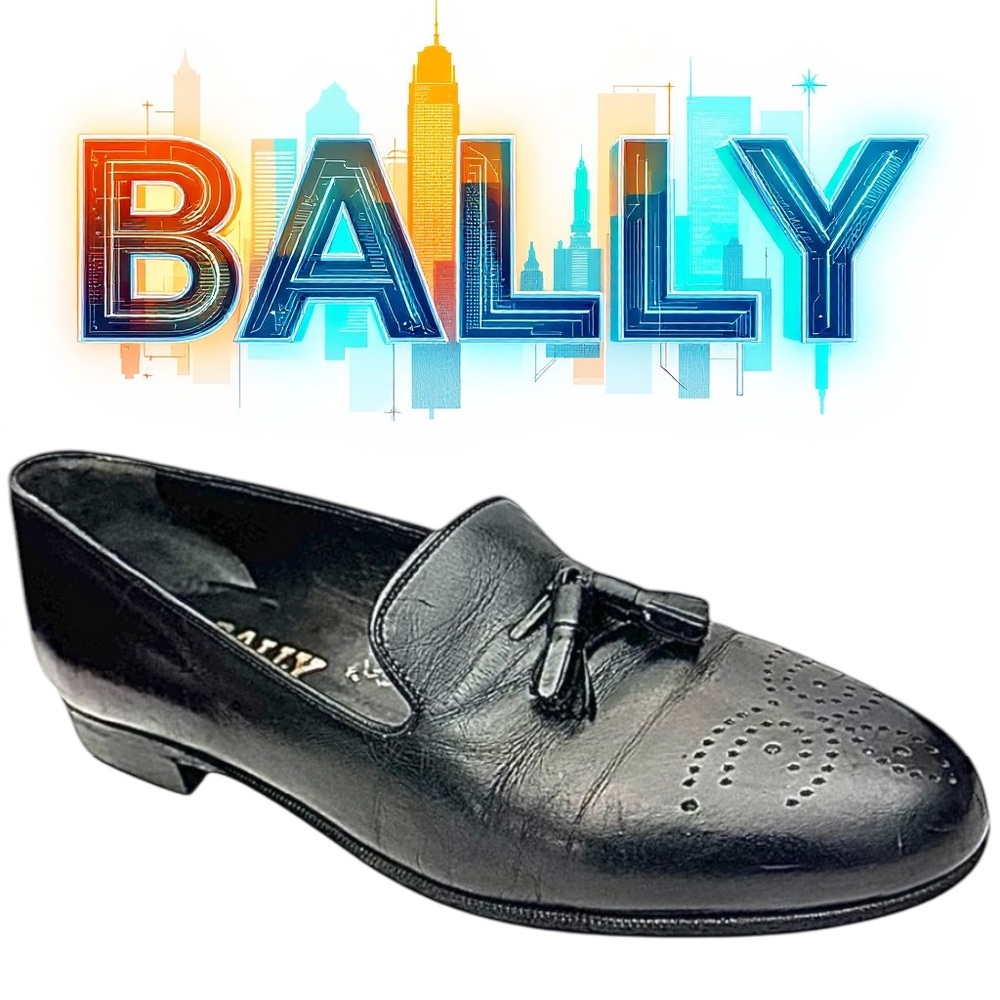 Bally Switzerland Men’s Black Leather Dress Shoes Size 9 D Made in Switzerland
